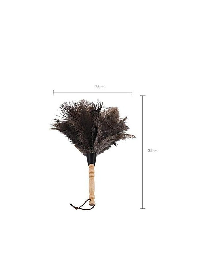 Loquat Anti-Static Feather Fur Brush Duster Dust Cleaning Tool with Wooden Handle Household - Image 4