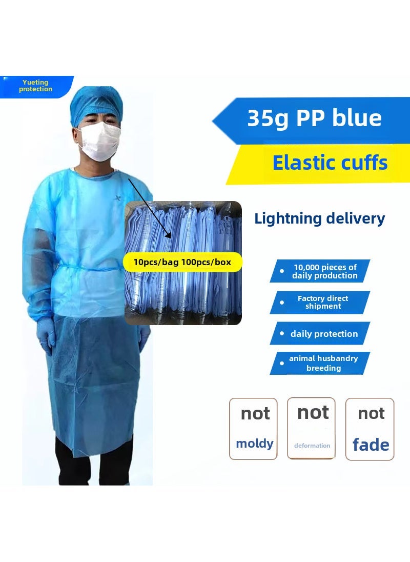 Arabest Disposable Non-Woven Isolation Gown PPE SMS Dustproof 35g PP (rubber cuff) 