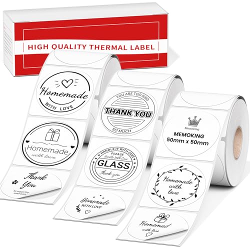 Memoking M110 Thermal Labels, Round M100 Label - 50x50mm(1.96") Circle Label Refills Compatible with Phomemo M100, M110, M220, M221, M200, M150, M250, M260 Labels Maker for Logo, Design, Thanks, 420PCS, White - Image 1