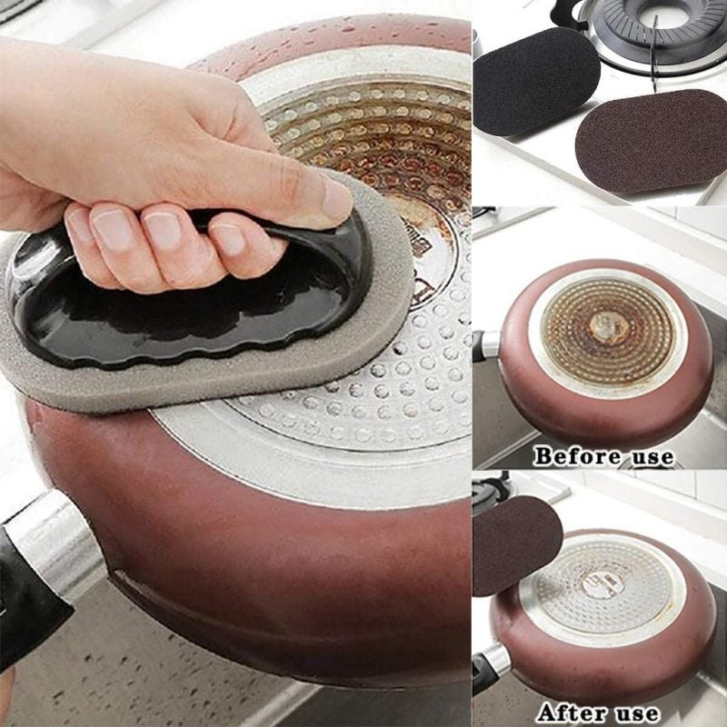 2Pc Emery Sponge 14 x 8 x 1.2cm Strong Grease Grabbing Kitchen Pot Scrubber - Effective Decontamination Rust Remover Cleaning Tool for Sink Dish Bathroom - Image 4