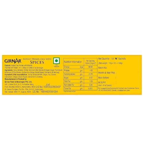 Girnar Instant Chai (Tea) Premix With Masala, 10 Sachet Pack - Image 3