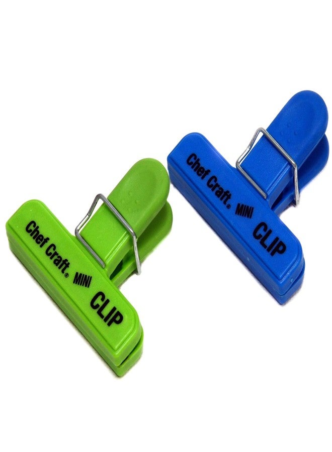 Chef Craft Select Plastic Mini Bag Clip, 3 inch width 2 piece set, Blue/Green - Image 1