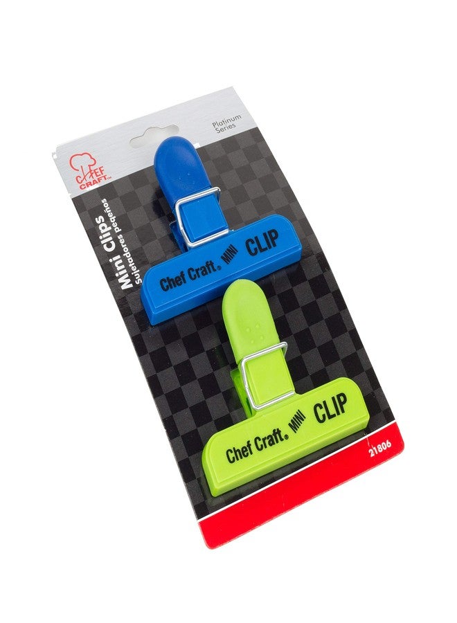 Chef Craft Select Plastic Mini Bag Clip, 3 inch width 2 piece set, Blue/Green - Image 2