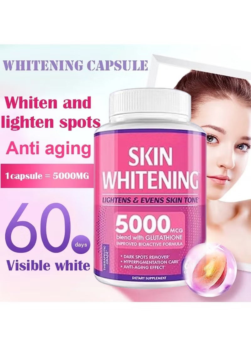 SKIN Glutathione Whitening Pills - 60 Capsules Glutathione - Effective Skin Lightening Supplement - Dark Spots, Melasma & Acne Scar Remover, Hyperpigmentation Treatment - Anti-Aging Antioxidant - Image 2