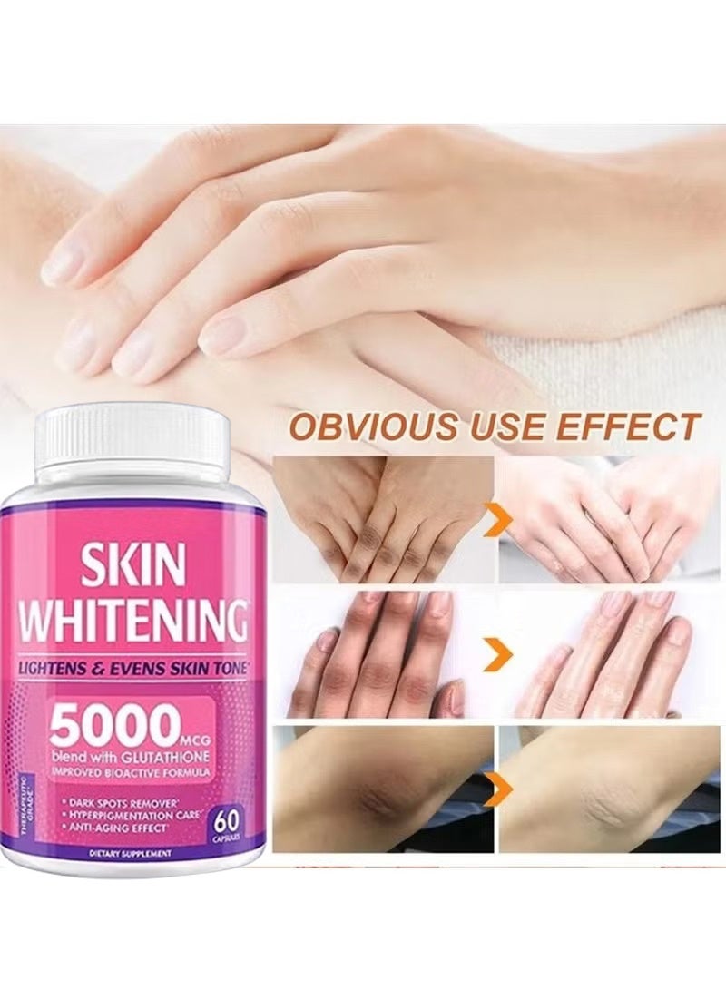 SKIN Glutathione Whitening Pills - 60 Capsules Glutathione - Effective Skin Lightening Supplement - Dark Spots, Melasma & Acne Scar Remover, Hyperpigmentation Treatment - Anti-Aging Antioxidant - Image 4