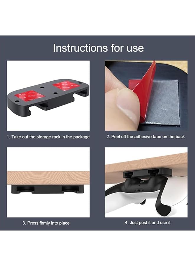 أكس سبرينج حامل طاولة للتحكم في جهاز تحكم بلاي ستيشن 5 وبلايستيشن 4 بدون عصا حفر، حامل وحدة تحكم تحت المكتب، منظم طاولة بلاي ستيشن 5 وبلايستيشن 4 وإدارة المكتب، حامل تحت المكتب - Image 4