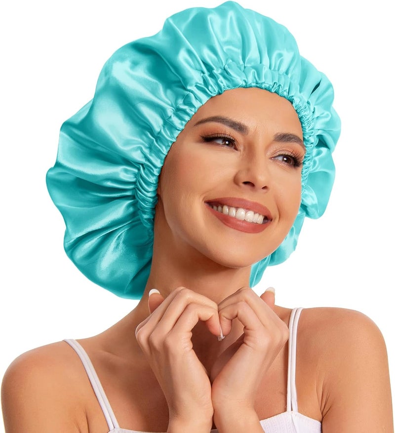 Edoneery Satin Bonnet Silk Bonnet Hair Bonnet for Sleeping-Slouchy Beanie Hat Satin Sleep Cap for Women's Natural & Curly Hair(Mint Green) - Image 1