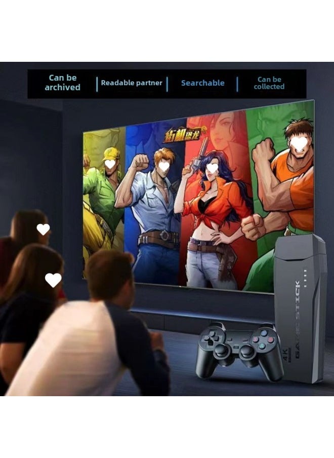 4K HD Home TV Game Machine Double Wireless Handle Rocker Classic FC Arcade Super Mary King Of Fighters-Product Color:Double Game Controller Without Game