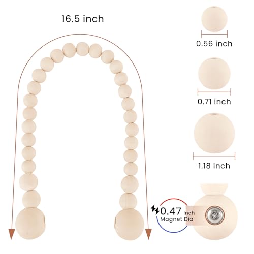 KLOGTSIND Magnetic Curtain Tiebacks, Curtain Tie Backs for Curtains 4 Pack, Wood Bead Curtain Tiebacks, Curtain Holders for Boho Bedroom Decor, Baby Nursery Decor, Farmhouse Decor - Image 3