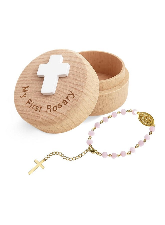 TBTFW Rosary Baptism Keepsake Box, My First Rosary, Baptism Catholic Gift for Boy Girls,Used for Newborn Ceremony(Pink) - Image 1