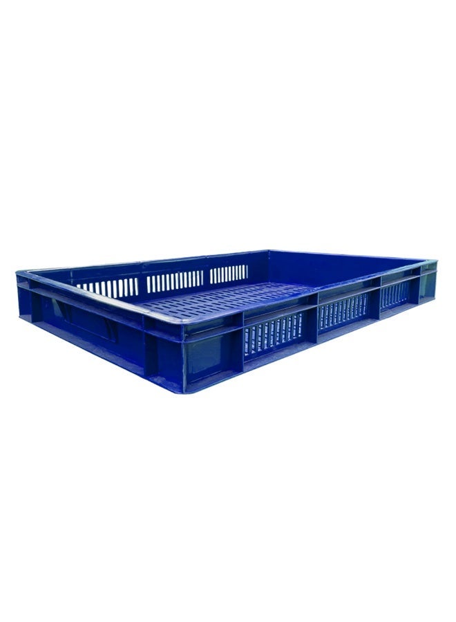Plastica Industries LLC Ventilated Plastic Crate 600x400x80mm, 16L Stackable Storage Box for Fresh Produce, Food, Agriculture, Warehouse & Industrial Use - Blue - Image 1