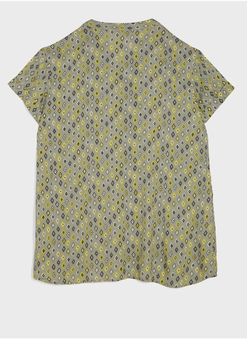 Basicxx Printed V-Neck Tunic Top