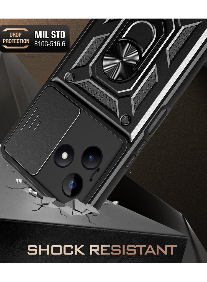 جراب حمايه ويندو مقاوم للصدمات وحمايه للكاميرا مزود بدبله معدنيه متوافق مع Realme C53 4G (اسود) - Image 5