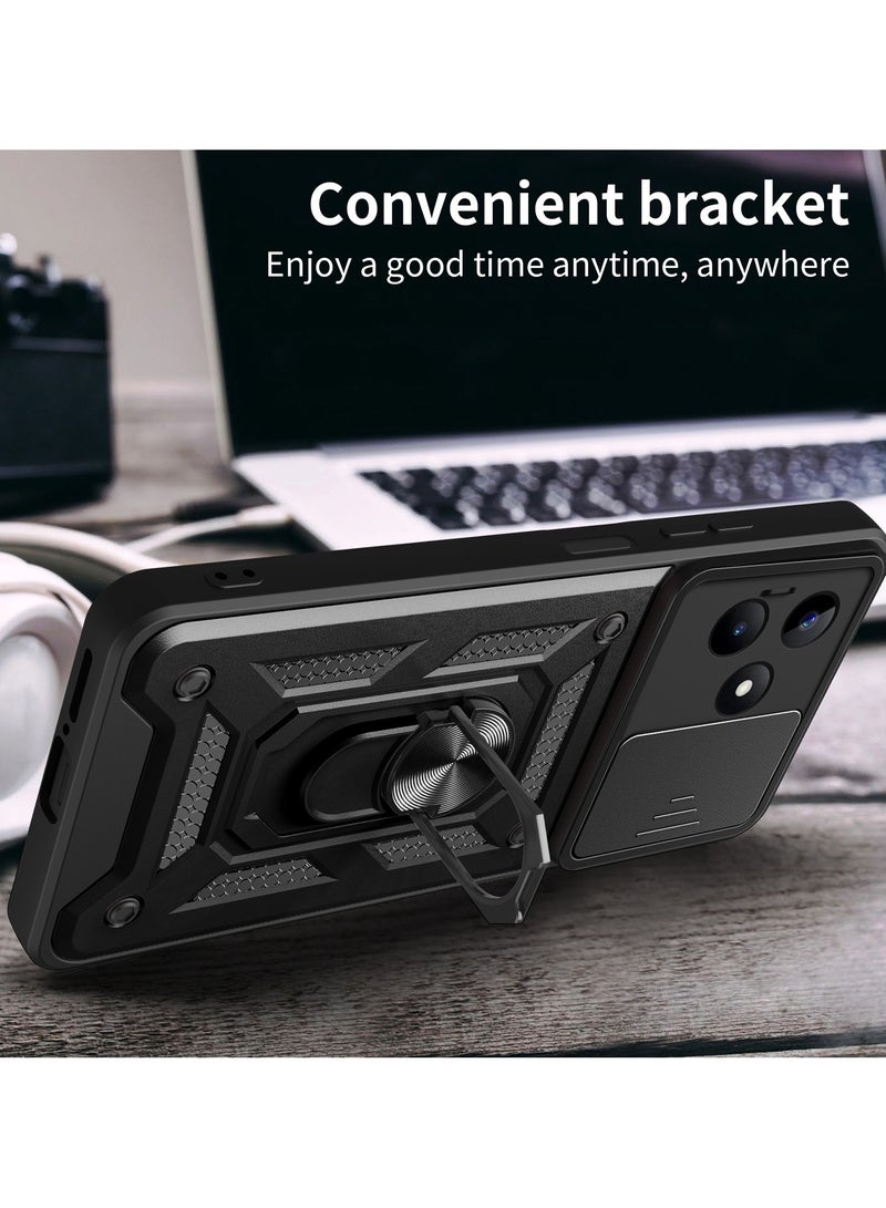 جراب حمايه ويندو مقاوم للصدمات وحمايه للكاميرا مزود بدبله معدنيه متوافق مع Realme C53 4G (اسود) - Image 3