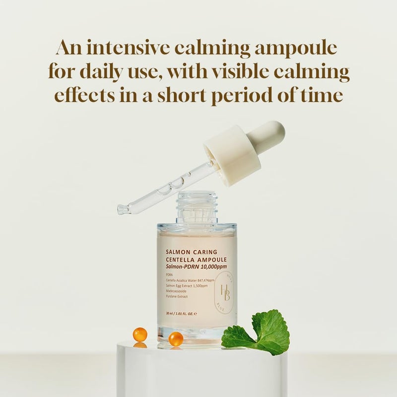 HEVEBLUE Salmon Caring Centella Ampoule - Salmon PDRN, Salmon Egg Extract, Centella, Madecassoside, Calming, Soothing, Restore and Rejuvenate, Sensitive Skin, Korean Skincare - Image 4