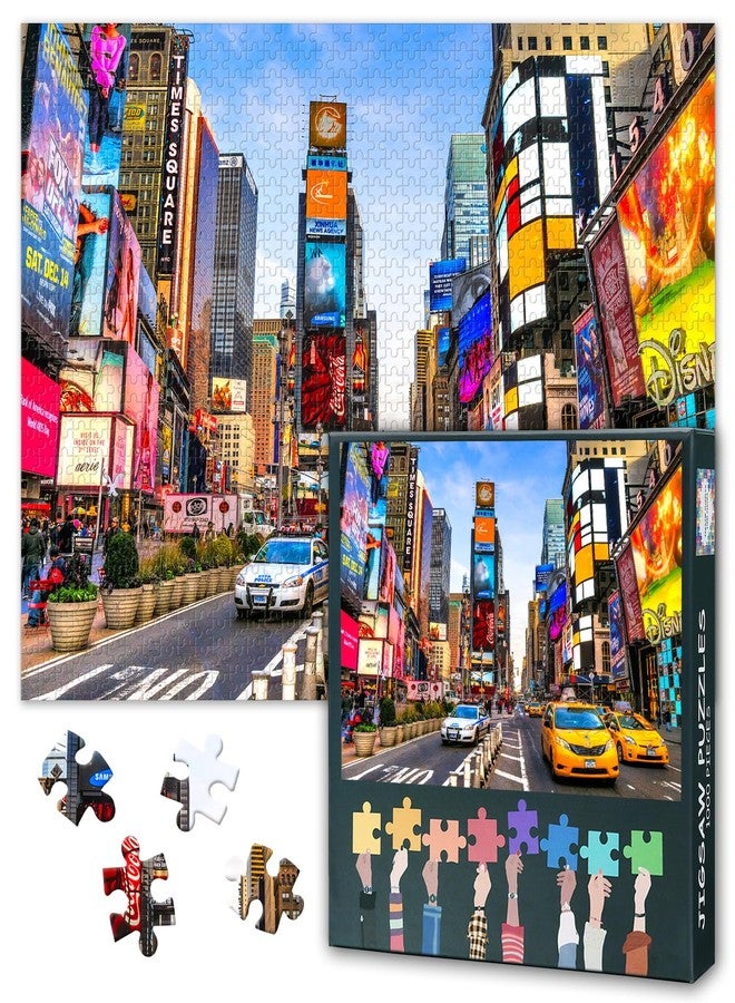 Rebotipy 1000 Piece Jigsaw Puzzle for Adults NEW YORK City, USA Times Square Puzzle Impossible Hard Difficult Challenging Jigsaw Puzzles Iconic Street of New York Coolest Adult Puzzles Unique Puzzles - Image 1
