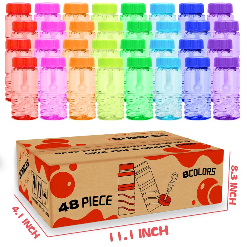 MAPIXO 48 Pack Bubble Bottle with Wand Attached to the Cap (8 Colors), Bubbles Bulk Set for Kids Party Favors, Blower Bubbles Refill Toy for Toddler Summer Outside, Birthday Gift, Goody Bag Stuffers Supplies - Image 3