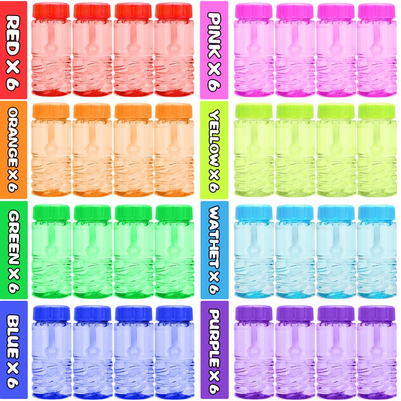 MAPIXO 48 Pack Bubble Bottle with Wand Attached to the Cap (8 Colors), Bubbles Bulk Set for Kids Party Favors, Blower Bubbles Refill Toy for Toddler Summer Outside, Birthday Gift, Goody Bag Stuffers Supplies - Image 4