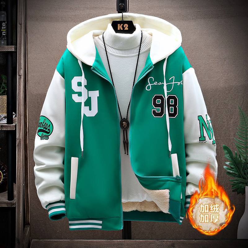 13 Teenagers Jacket 12 Years Old Boys Junior High School Students 14 Fleece-Lined Thickened 15 Big Kids Baseball Suit Jacket - Image 3