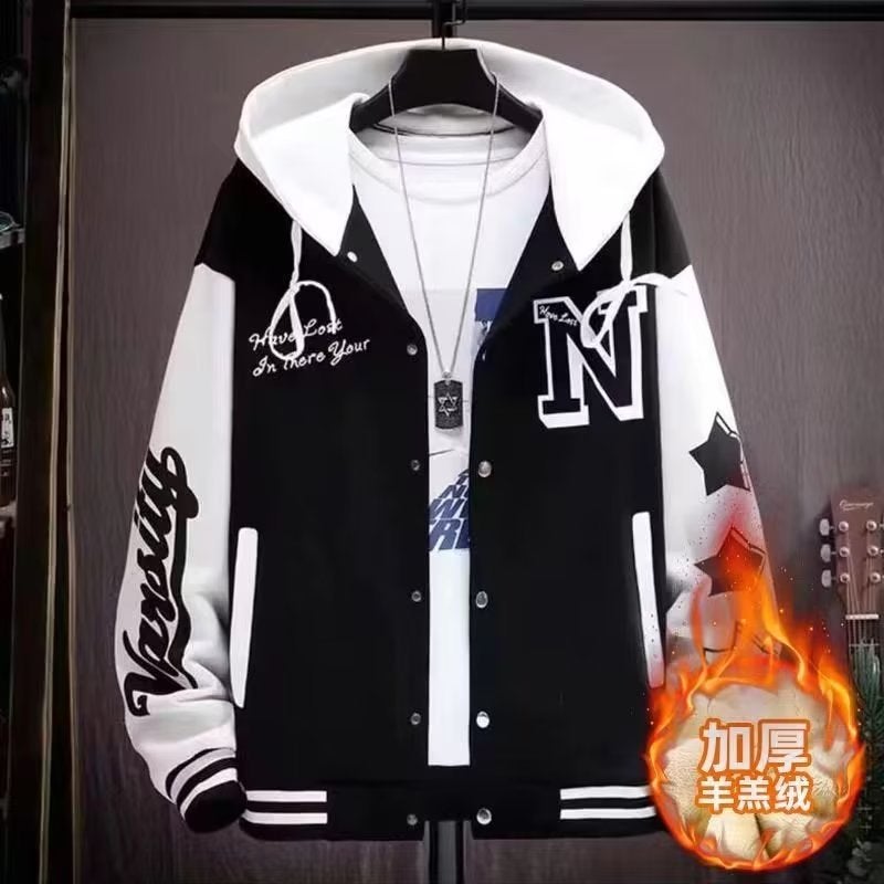 13 Teenagers Jacket 12 Years Old Boys Junior High School Students 14 Fleece-Lined Thickened 15 Big Kids Baseball Suit Jacket - Image 5