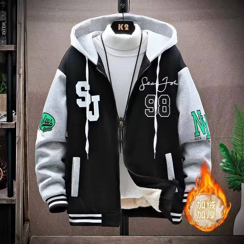 13 Teenagers Jacket 12 Years Old Boys Junior High School Students 14 Fleece-Lined Thickened 15 Big Kids Baseball Suit Jacket - Image 2