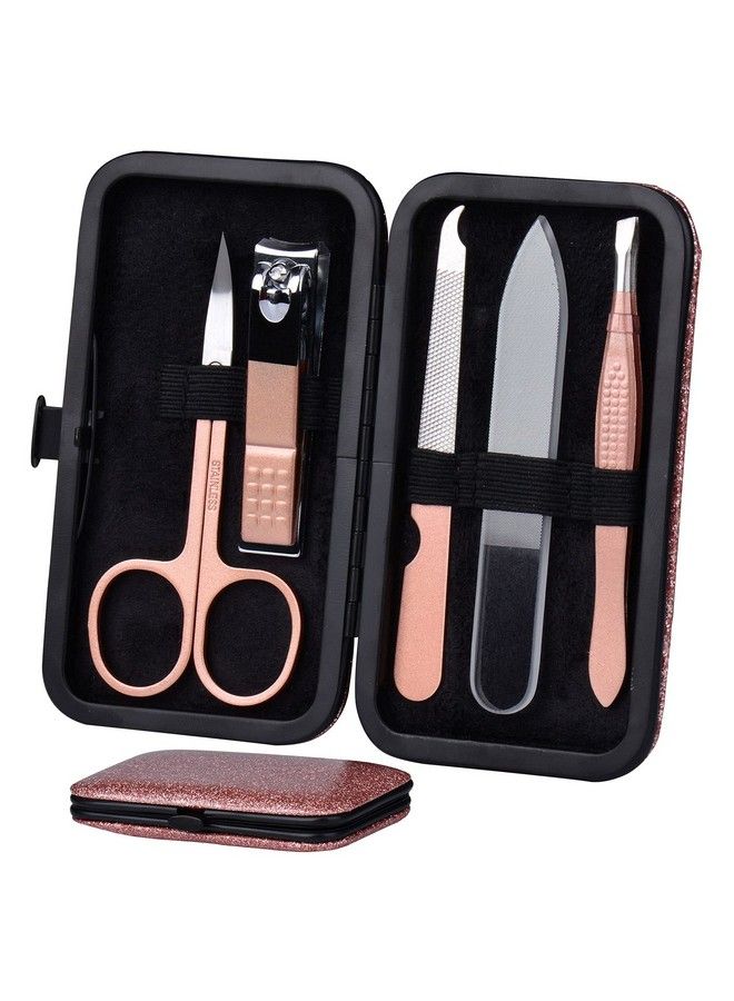 HANTEKAS Manicure Set Nail Clippers Kit 5 Pieces In 1 Stainless Steel Professional Grooming Kitsnail Care Tools Including Nano Glass Nail Shiner Buffer File Gift For Men Husband Boyfriend Parents Women Elder - Image 1