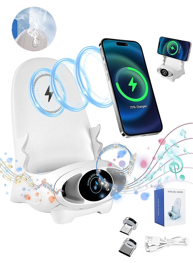 Photon Portable Mini Chair Wireless Charger Phone Holder, Wireless Fast Charger Multifunctional Phone Holder, 3 in 1 Wireless Charger with Speaker Function Supply for All Phones - Image 1