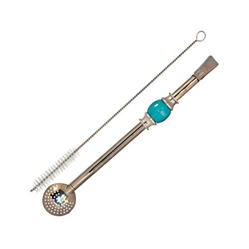 RECHERE Stainless Steel Yerba Mate Tea Bombilla Gourd Drinking Straw Filter Silver (Blue) - Image 2