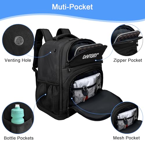 DAFISKY Bowling Ball Bag 2 Ball Bowling Backpack for Single or 2 Balls with Shoes Compartment Fits Up to US Size 15 - Image 4
