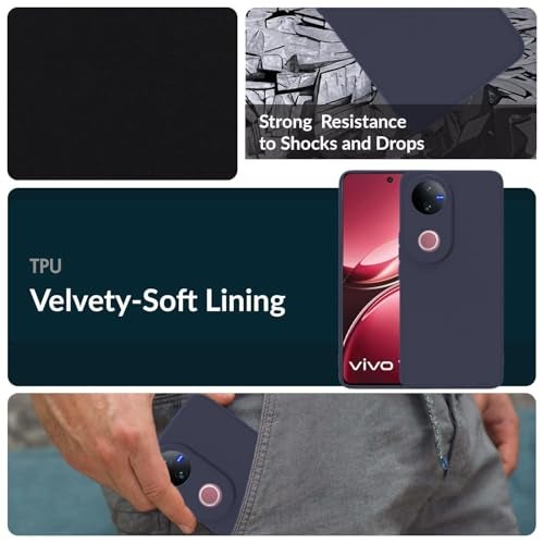 DIZORO Microfiber Candy Back Cover Case for iQOO Z10R 5G / Vivo V50 / V50e 5G / Vivo T4R 5G Soft Silicone Rubberized Case with Camera Protection (TPU, Navy) - Image 4