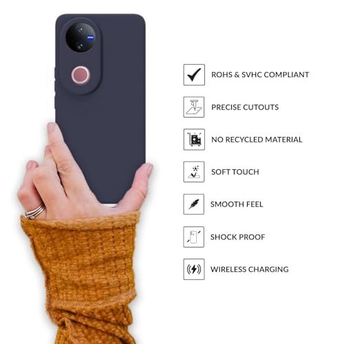 DIZORO Microfiber Candy Back Cover Case for iQOO Z10R 5G / Vivo V50 / V50e 5G / Vivo T4R 5G Soft Silicone Rubberized Case with Camera Protection (TPU, Navy) - Image 3