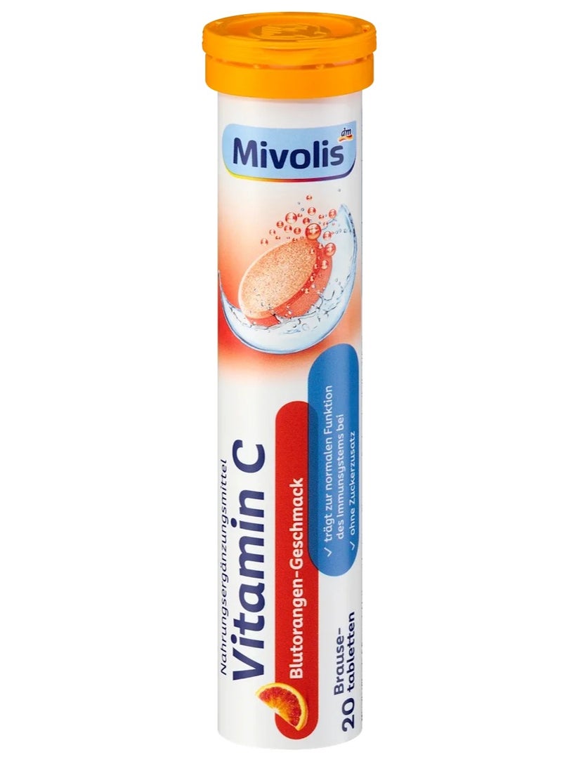 Mivolis Vitamin C Effervescent Tablets, Blood Orange Flavor, Sugar-Free, 20 Count - Image 1