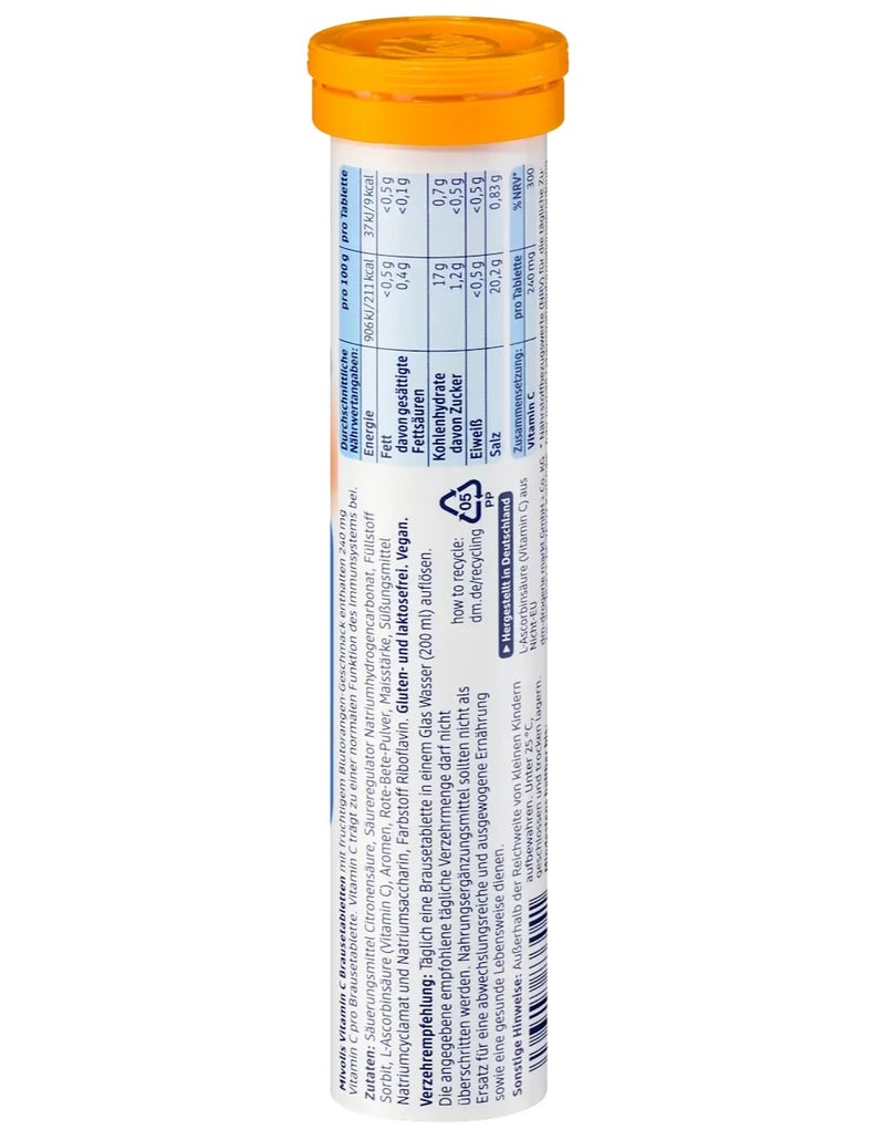 Mivolis Vitamin C Effervescent Tablets, Blood Orange Flavor, Sugar-Free, 20 Count - Image 3