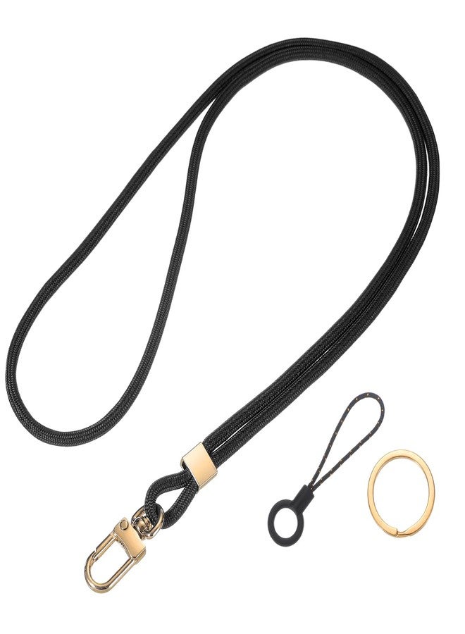 PATIKIL Long Neck Lanyard Strap for Keys, Phone Lanyard Strap with Metal Clasp & Keyring Round Cord for Men Women ID Badge Card Holder, Black - Image 1
