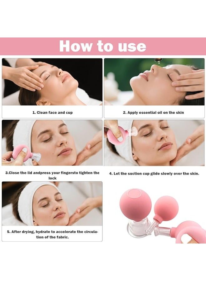 طقم حجامة زجاجية وسيليكون 4 قطع – كؤوس احترافية للشفط الفراغي – مجموعة مصنوعة من الزجاج الحقيقي لشد البشرة وتقليل التجاعيد – أداة العناية الفاخرة بالوجه والجسم. - Image 2