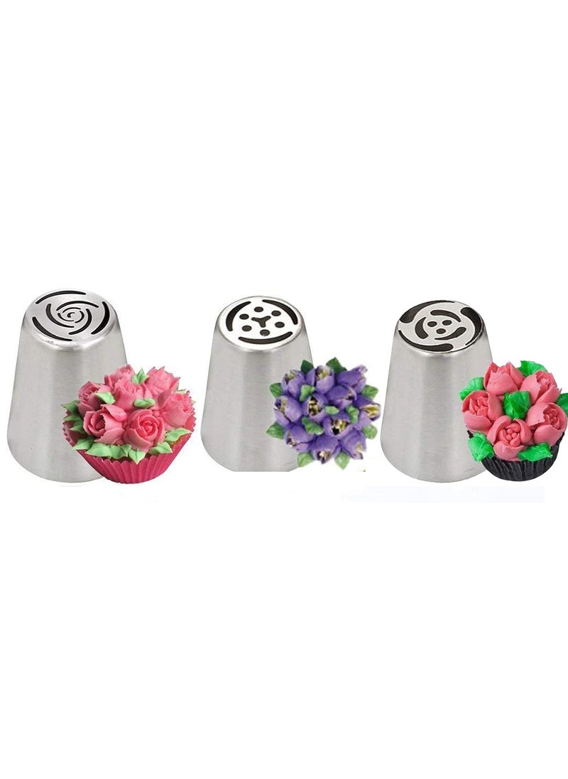 S.B. ANJALI SHALU BHAI SB ANJALI SHALU BHAI 18 Pieces Russian Tulip Icing Piping Nozzles Cake Decoration Tips Cooking One Coupler 1 Silicone Piping Bag  - Image 4