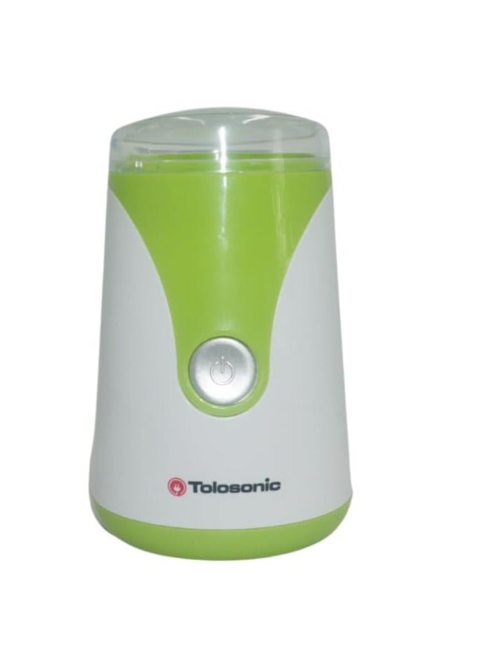 Mebashi TOLOSONIC Coffee Grinder - 50g Capacity, Cutting Blade, Shining ABS Body, Safe Button (TS-CF1001) (Green) 