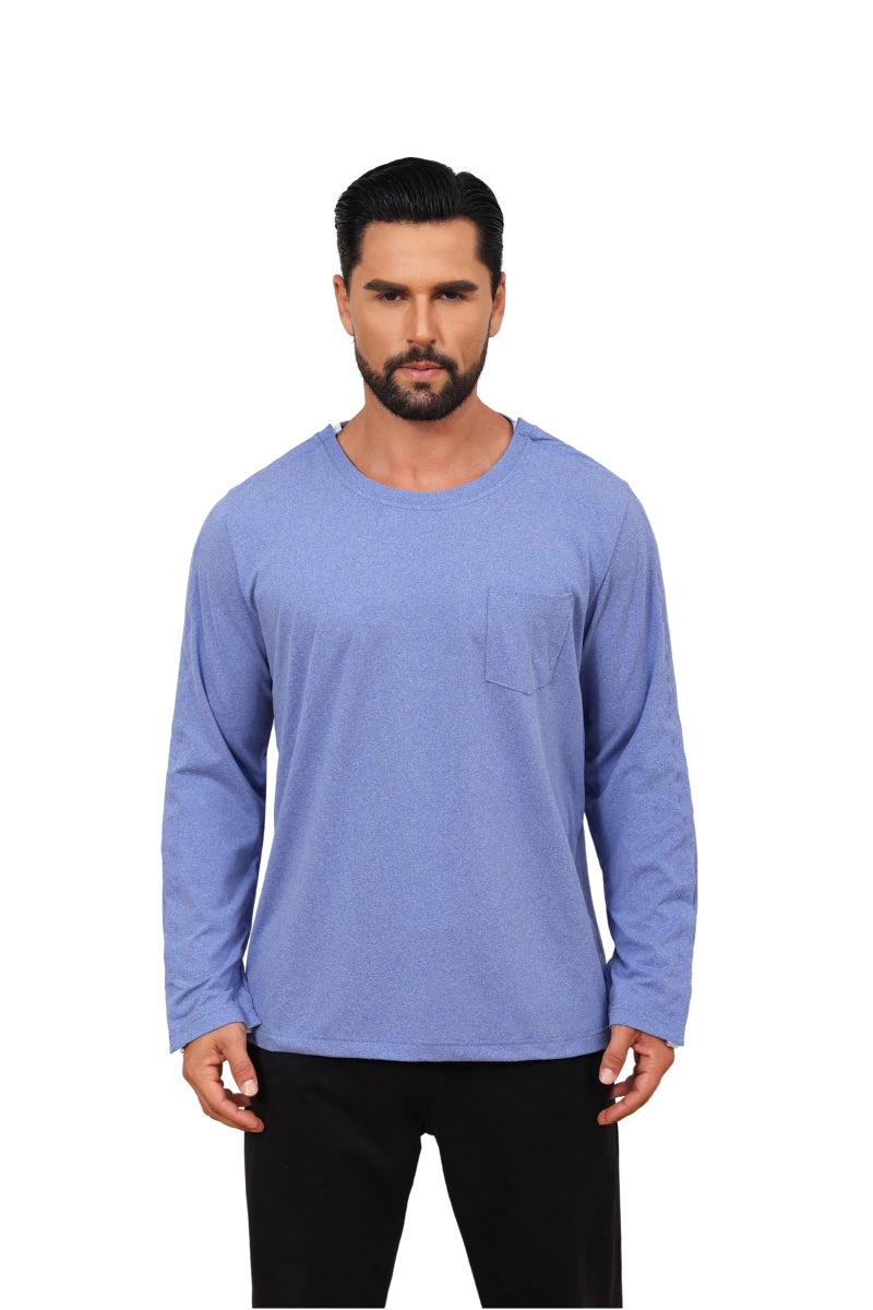 HORSSLE Post Shoulder Surgery Shirt, Comfy Wear After Surgery Long Sleeve Shirts, Full Open Side Snap Chemo & Dialysis - Image 1