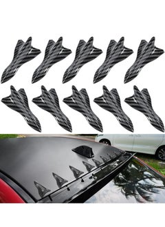 Excefore 10Pcs Air Vortex Generator Diffuser Shark Fin Set, Carbon Fiber Pattern, Compatible with Spoiler Roof Wing, Car Exterior Accessories, Pointed End Style  - Image 1