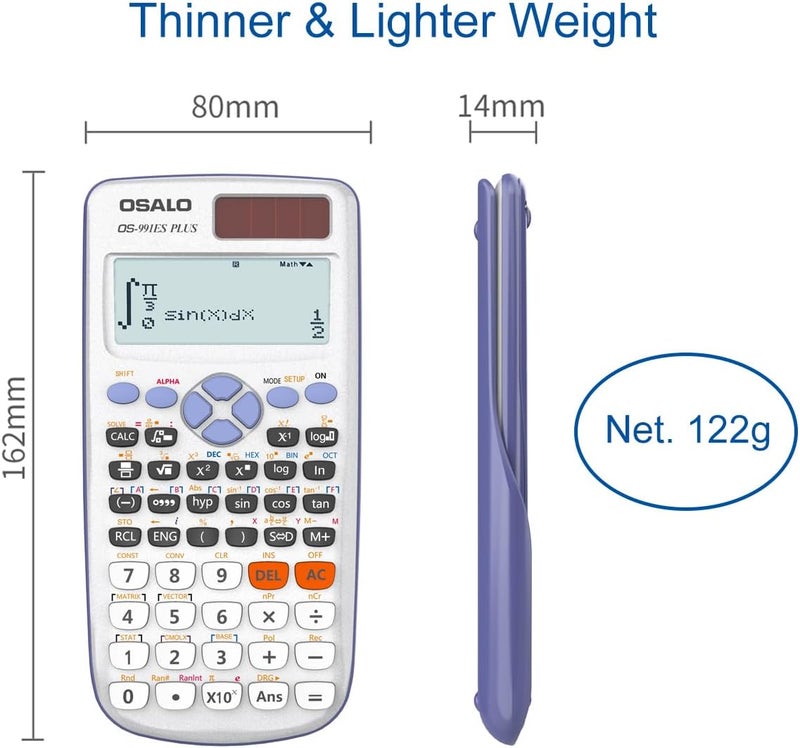 Scientific Calculator 417 Function 2 Line 10+2 Digits Written Display Solar Scientific Calculator (OS 991ES Plus) - Image 4