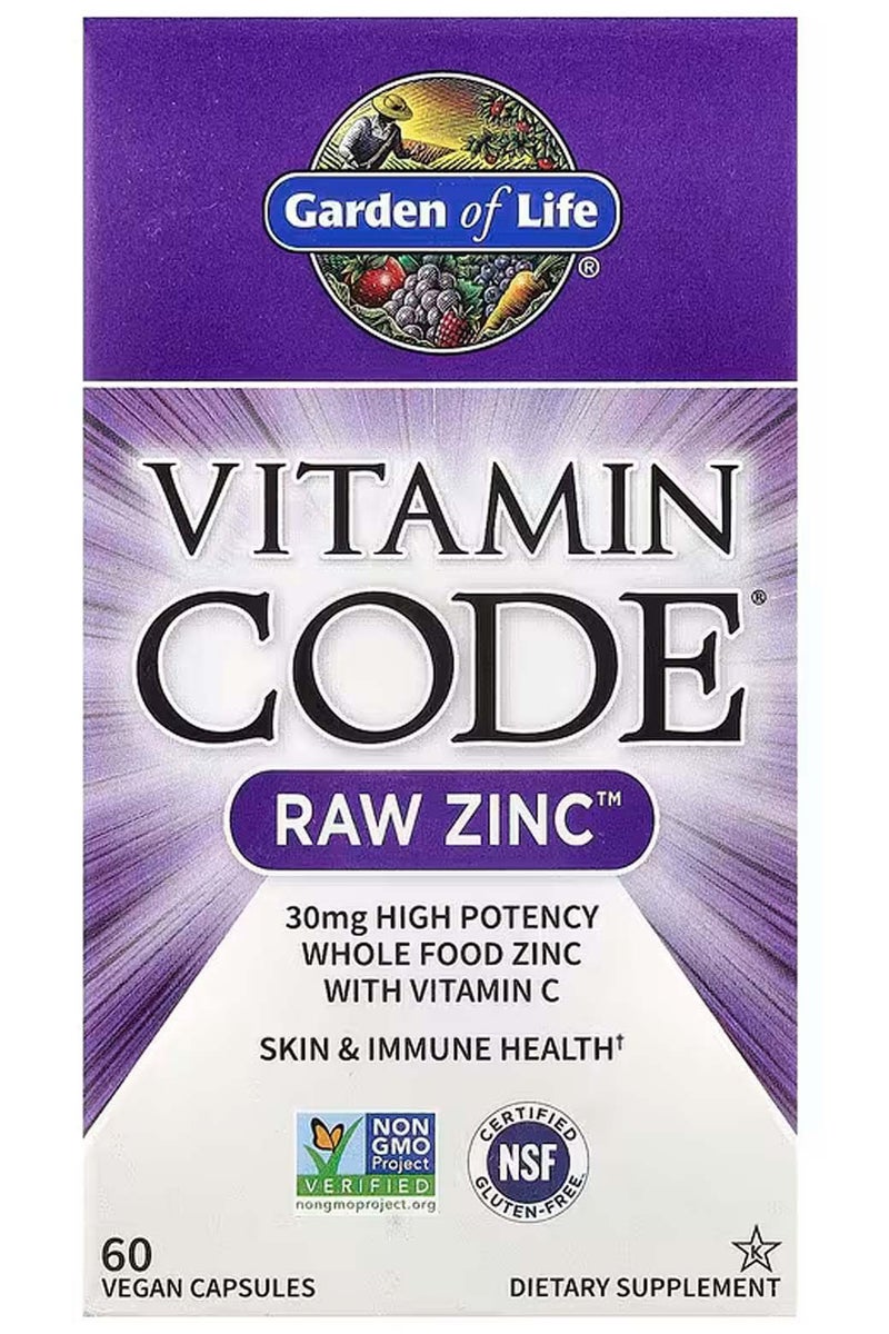 جاردن أوف لايف زنك خام 30 مجم – دعم قوي للمناعة وصحة الشعر والبشرة – مكمل غذائي نباتي مع فيتامين جـ، إنزيمات وبروبيوتيك – 60 كبسولة - Image 3