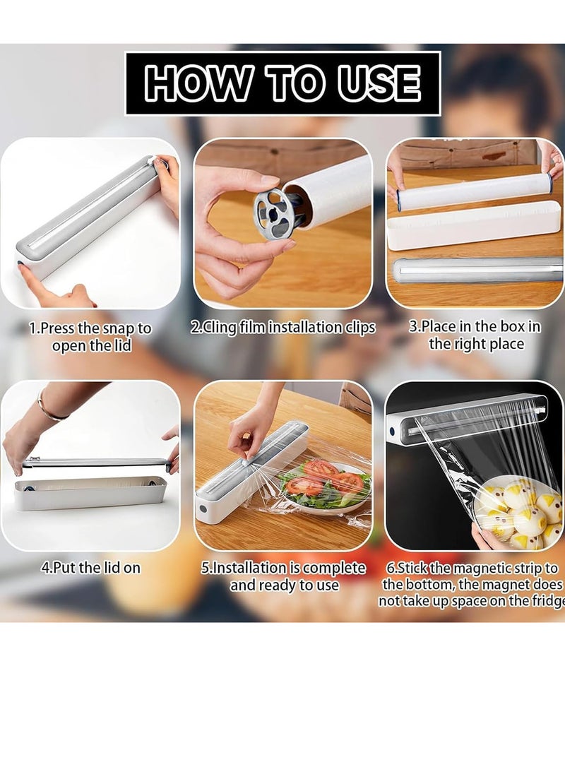 SAQOWARE Kitchen Roll Triple paper Dispenser ,Magnetic Plastic Wrap Dispenser with Cutter - Refillable Aluminum Tin Foil and Plastic Wrap Organizer for Kitchen,Upgraded 3 in 1 Paper Towel Holder Wall Mount  - Image 3