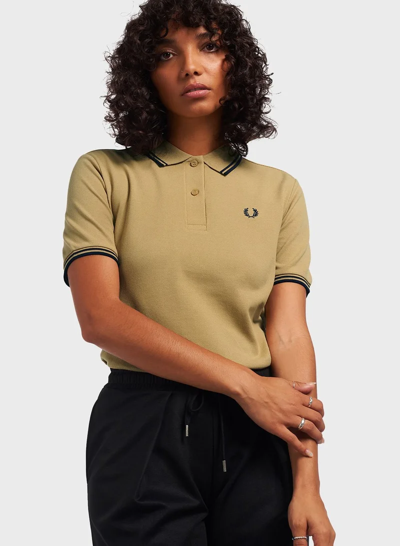 FRED PERRY Polo Neck Button Detail T-Shirt