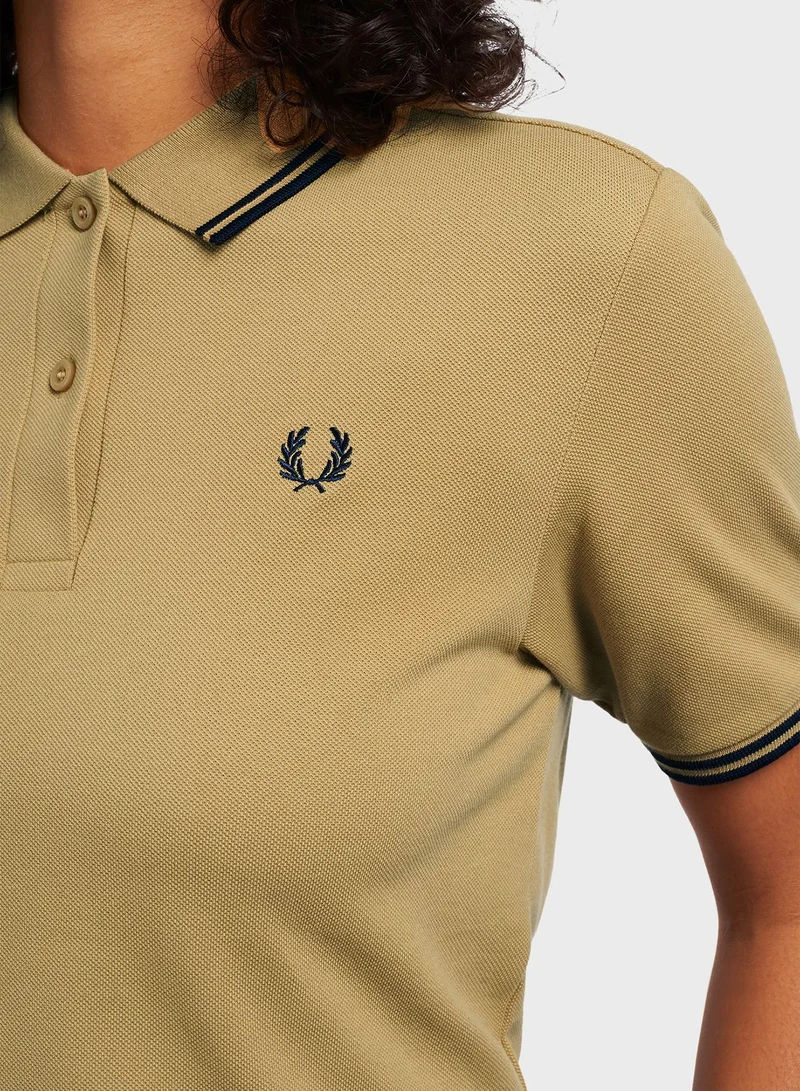 FRED PERRY Polo Neck Button Detail T-Shirt