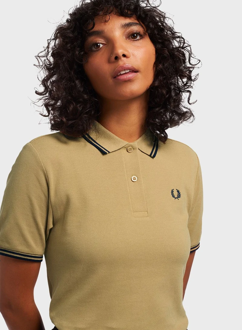 FRED PERRY Polo Neck Button Detail T-Shirt