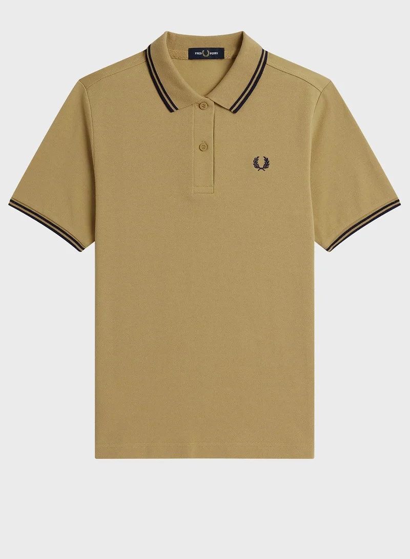 FRED PERRY Polo Neck Button Detail T-Shirt