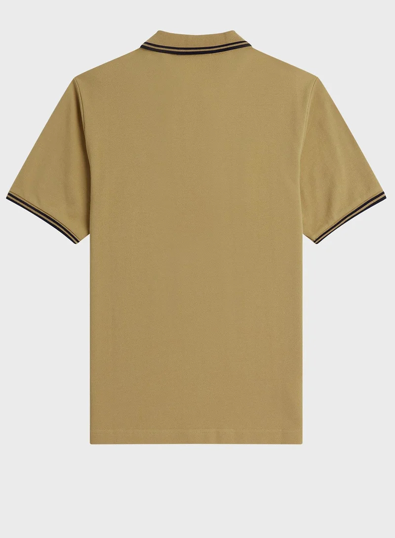 FRED PERRY Polo Neck Button Detail T-Shirt