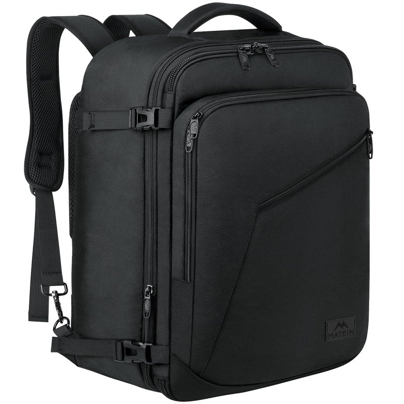 MATEIN 45L Travel Backpack, Large Carry on Backpack for Men Women, Water Resistant Lightweight Expandable Daypack, Business Weekender Backpacks, Gifts for People who Travel, Black - Image 1