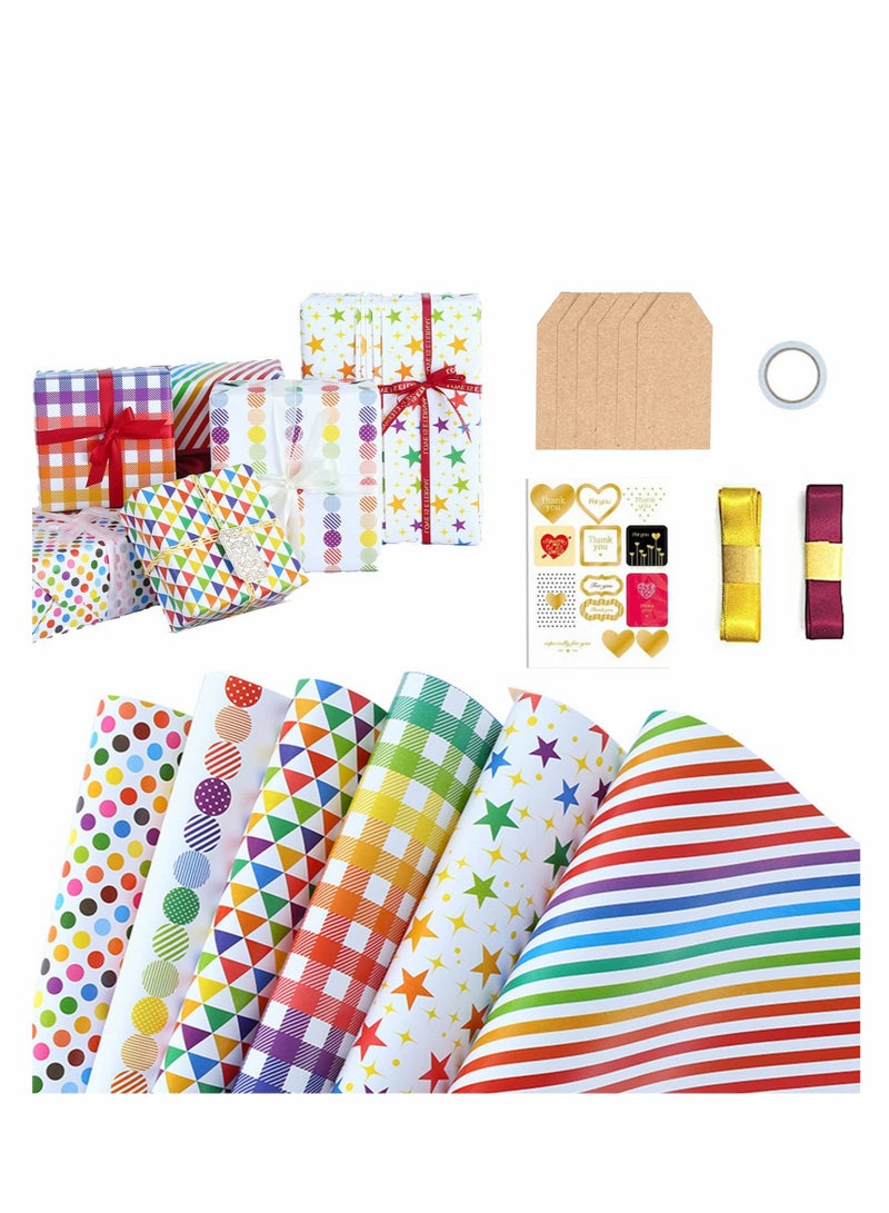 Eco-Friendly Birthday Gift Wrapping Paper with Tags Ribbons and Stickers for All Occasions Including Baby Showers Graduations and More - Image 1