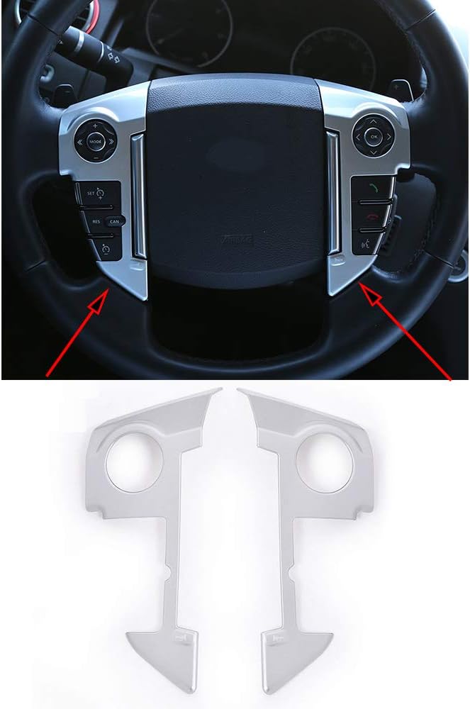 YIWANG ABS Chrome Car Steering Wheel Cover Trim 3D Sticker for Land Rover Range Rover Sport 2010-2013 (Matte Silver) - Image 1